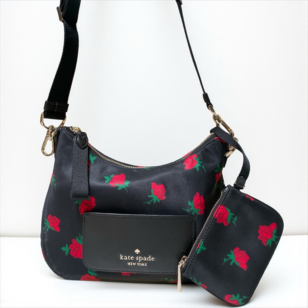 Kate Spade Nylon Chelsea Crossbody Bag W Pouch In Rose Print